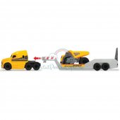 Camion Dickie Toys Pentru Copii cu remorca, buldozer si camion basculant
